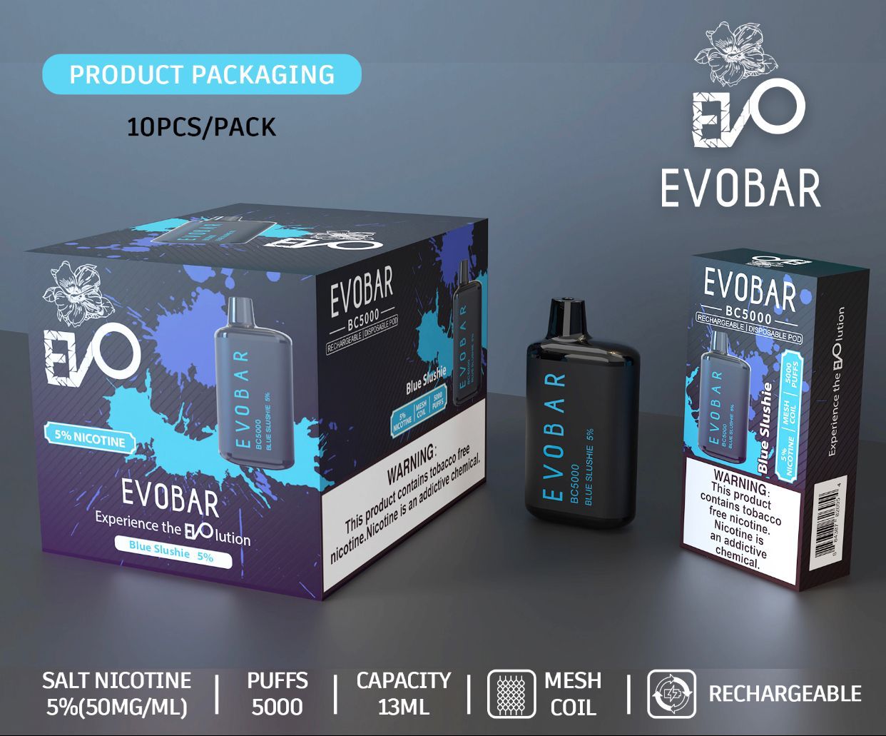 EVOBAR blue slushie 10 pack